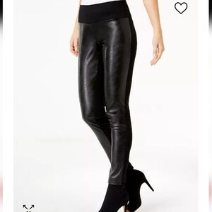 INC International Concepts Black Faux Leather Skinny Pants